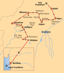 Karte Indienrundreise